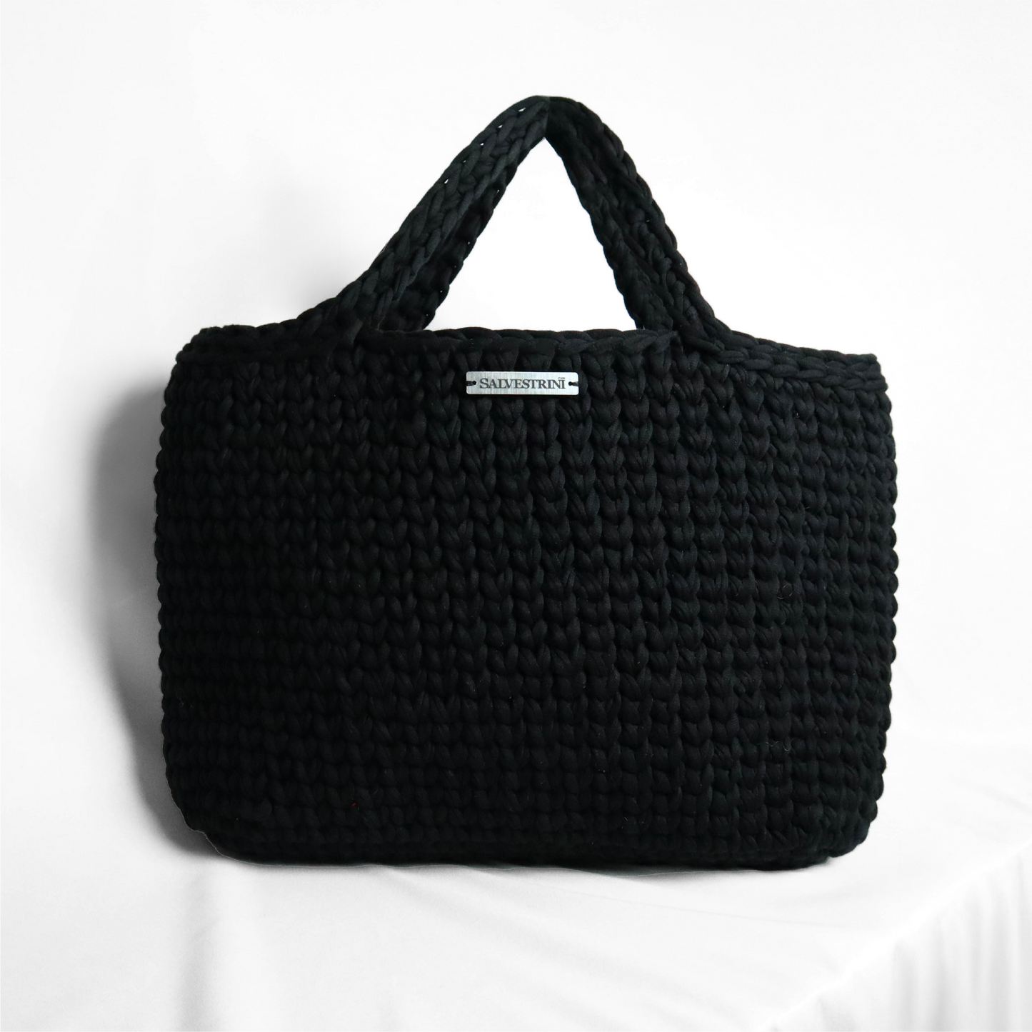 Black Crochet Tote Bag