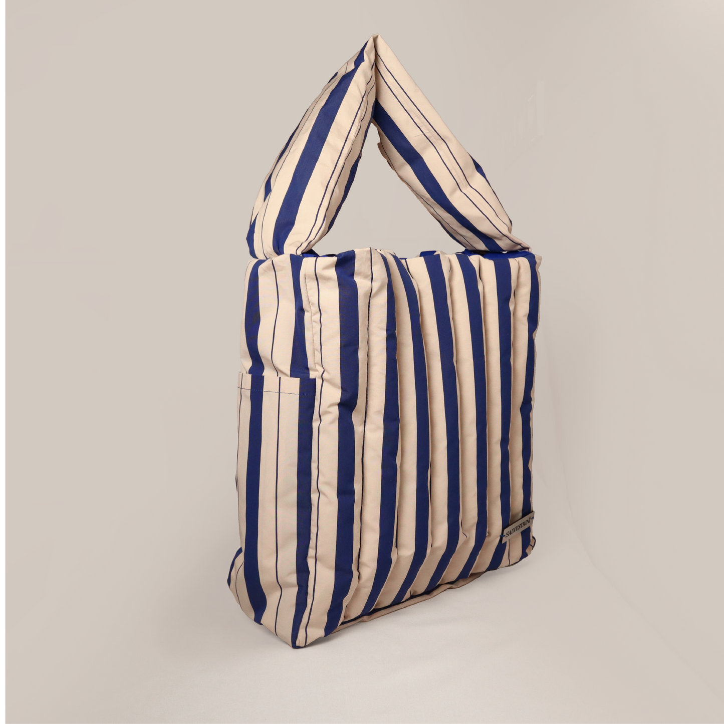 The Puffy Beach Tote in Navy Stripes